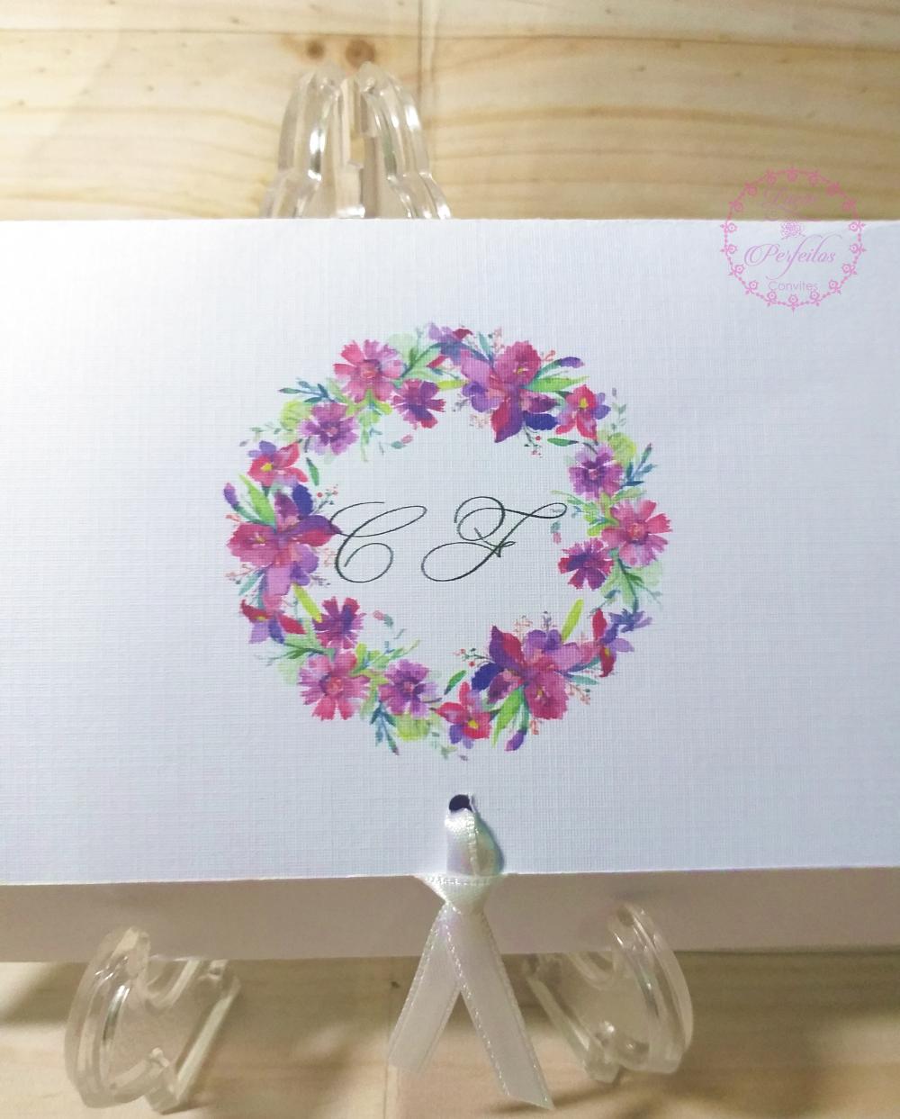 Convite De Casamento Floral Magenta E Fúcsia Aquarela