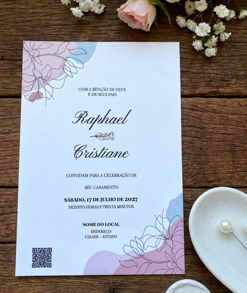 Convite de Casamento Translúcido e Cinta Personalizada com Nome 