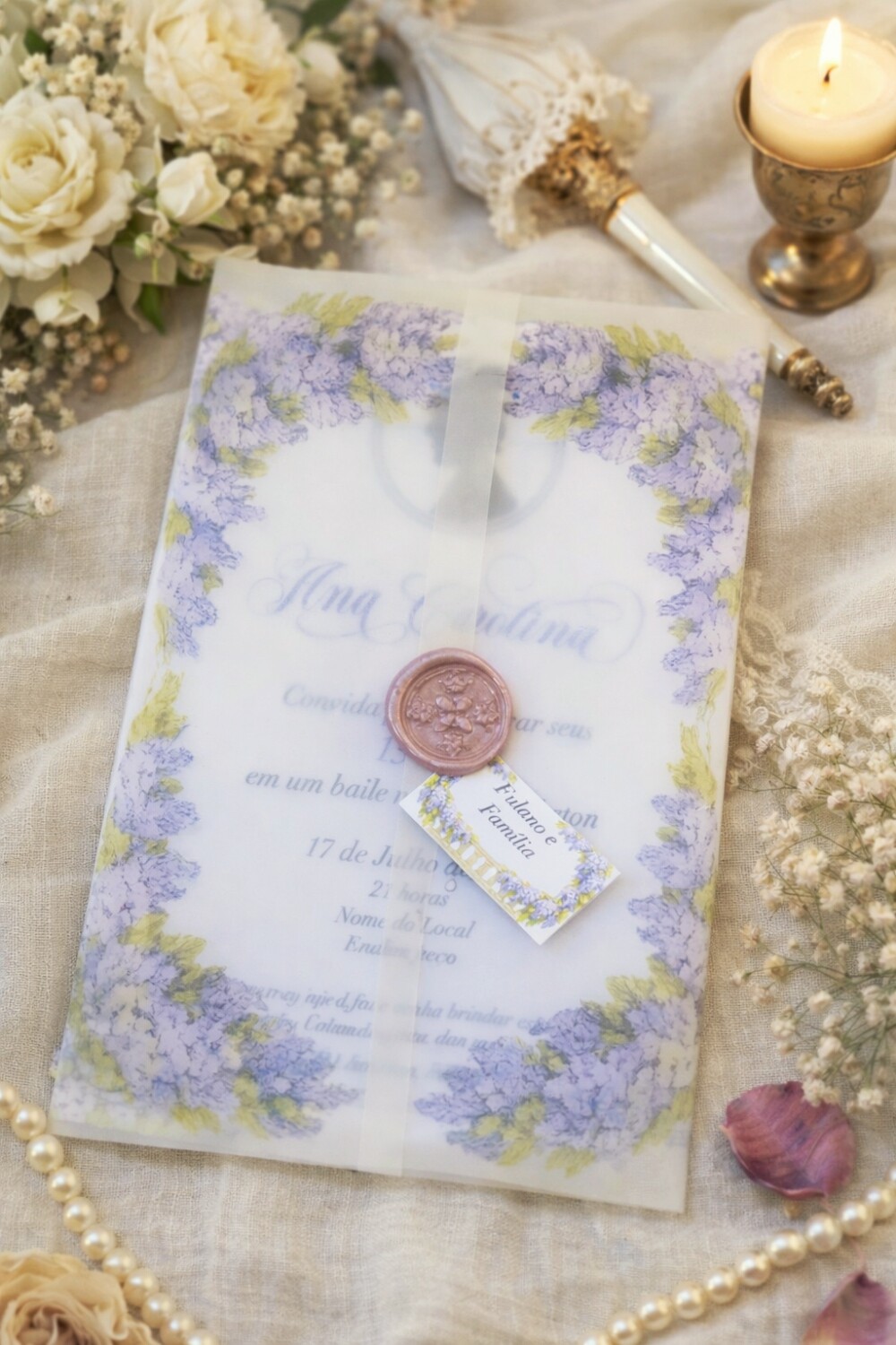 Convite 15 Anos Bridgerton Jornal Lady Whistledown com Lacre de C