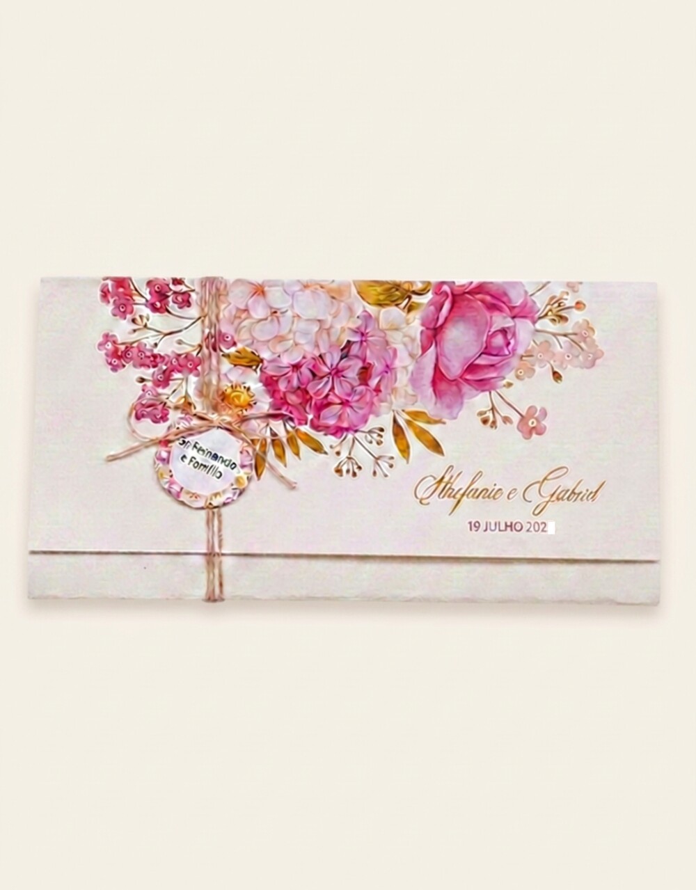 Convite de Casamento Floral Rosa Personalizado | Laços Perfeitos