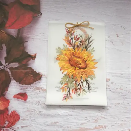 Convite de Casamento Papel Vegetal com Girassol