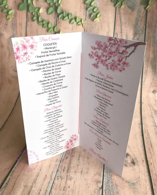 Menu Duplo de Mesa para Casamento e 15 Anos