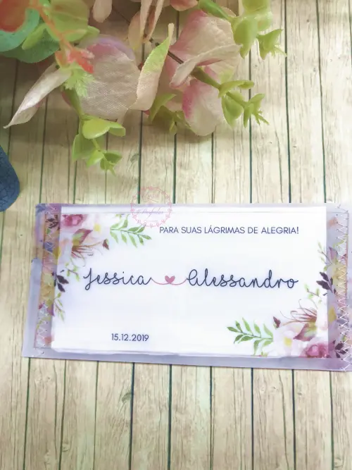 Lágrimas de Alegria Casamento em Papel Vegetal Costurado Floral