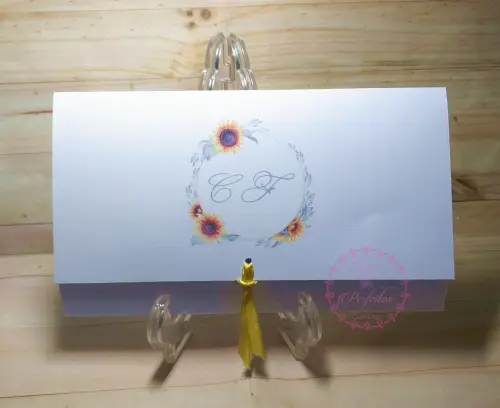 Convite De Casamento Girassol Rústico Campo E Aquarela