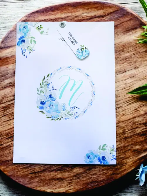 Convite 15 anos floral azul serenity