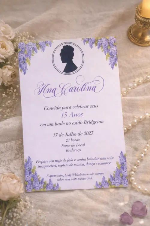 Convite 15 Anos Bridgerton Jornal Lady Whistledown com Lacre de C