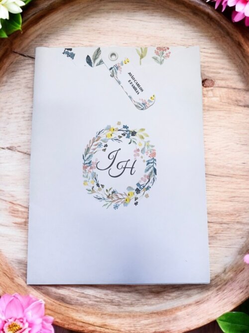 Convite de Casamento Flores do Campo com Envelope Luva e Tag Personalizada com Ilhós