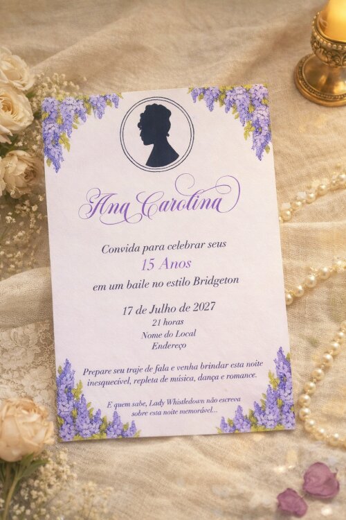 Convite 15 Anos Bridgerton Jornal Lady Whistledown com Lacre de C