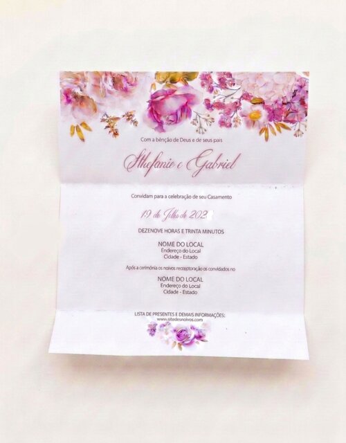 Convite de Casamento Floral Rosa Personalizado | Laços Perfeitos