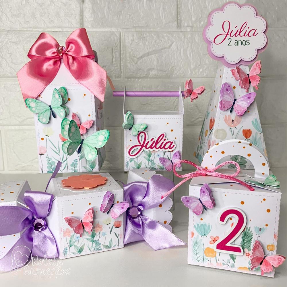 Kit Papelaria Personalizada Jardim das Borboletas para Festa Infa