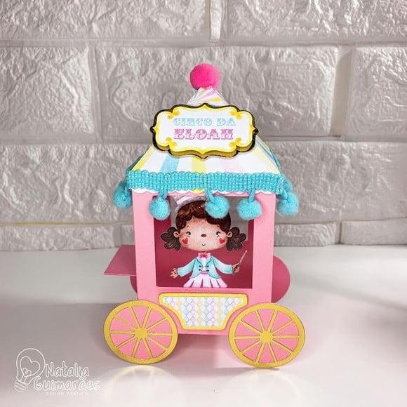 Caixa Carrinho de Pipoca Circo Rosa Luxo