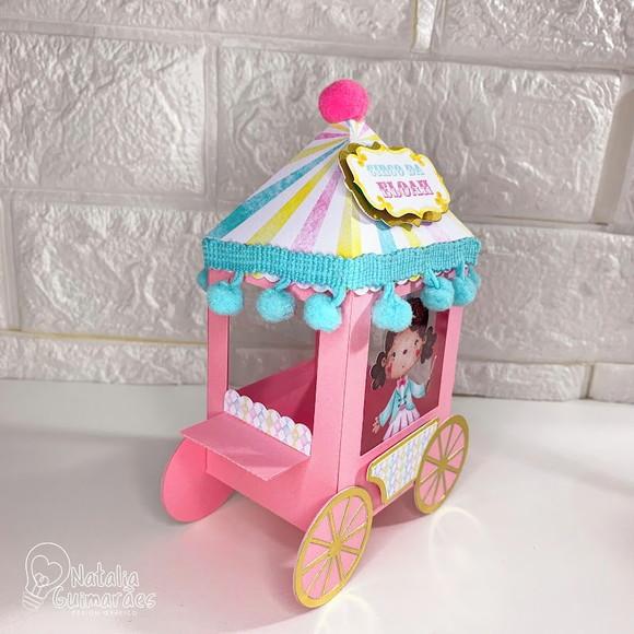 Caixa Carrinho de Pipoca Circo Rosa Luxo