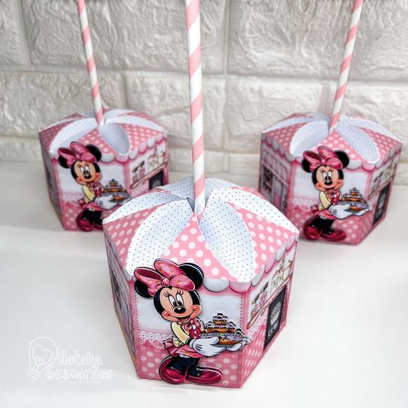 Centro de Mesa Minnie Confeiteira P | Caixa Sextavada