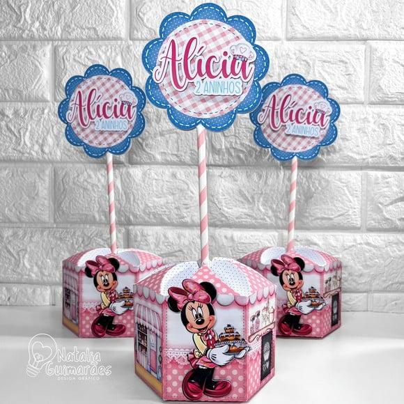 Centro de Mesa Minnie Confeiteira P | Caixa Sextavada