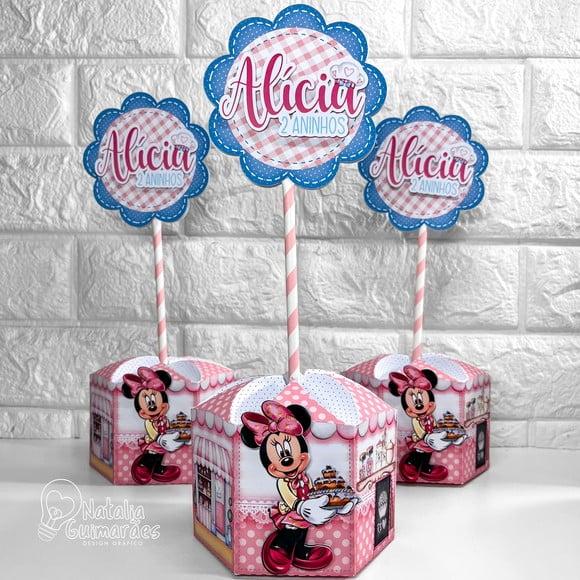 Centro de Mesa Minnie Confeiteira P | Caixa Sextavada