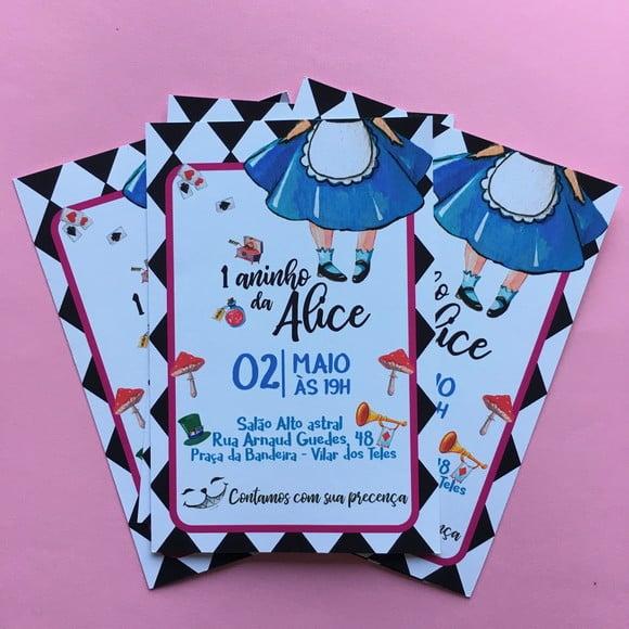 Convite Alice no País das Maravilhas 10x7