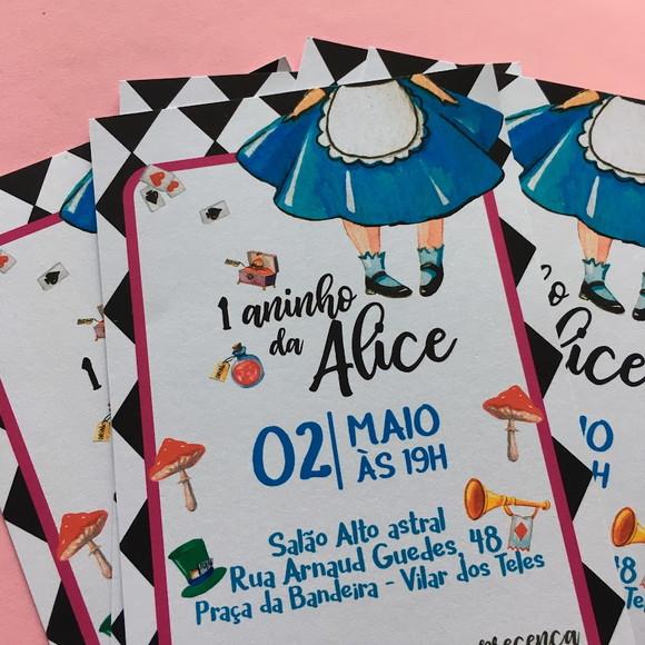 Convite Alice no País das Maravilhas 10x7