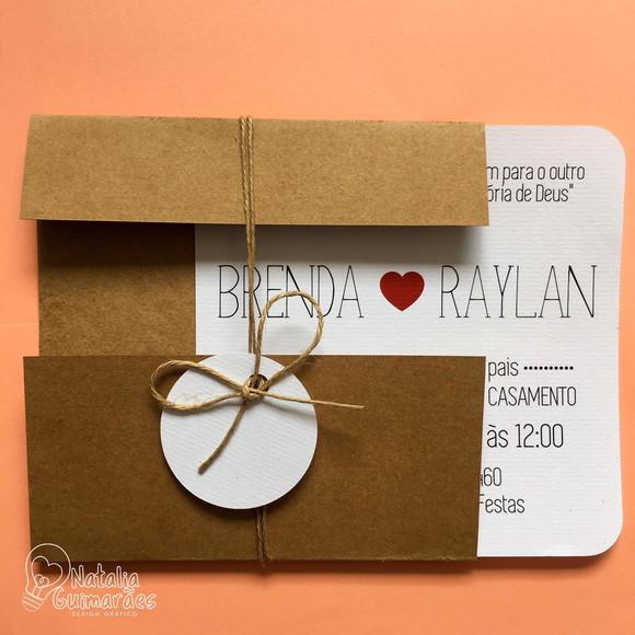 Convite de Casamento - Envelope Kraft Rustico