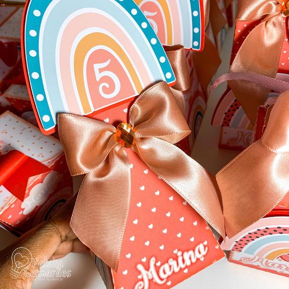 Kit Festa Arco Íris Boho - 50 Caixas Personalizadas