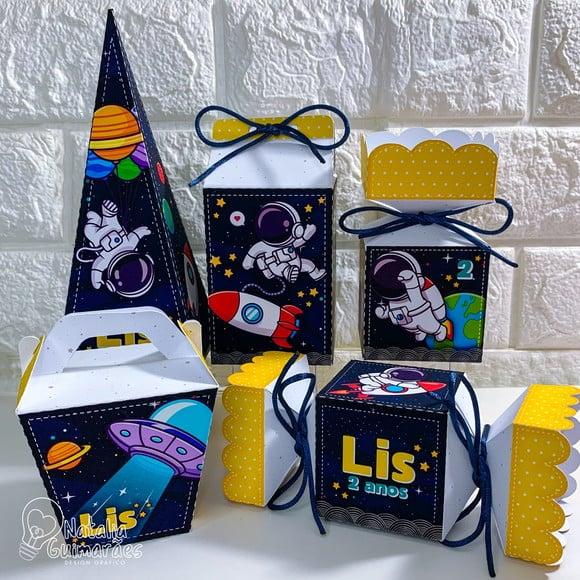 Kit Festa Astronauta - 50 Caixas Personalizadas