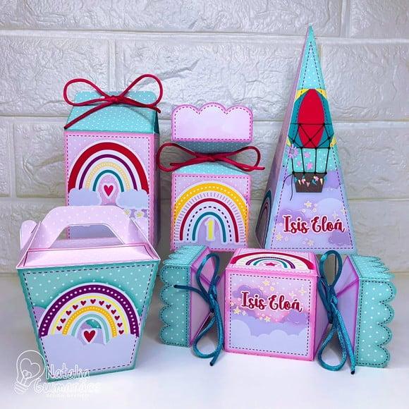 Kit Papelaria Personalizada Arco Íris - 50 Caixas