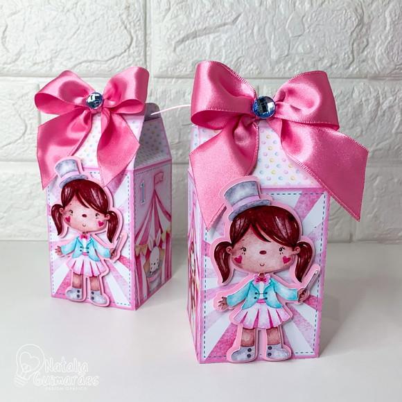 Kit Papelaria Personalizada Circo Rosa - 50 Caixas
