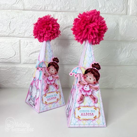 Kit Papelaria Personalizada Circo Rosa - 50 Caixas