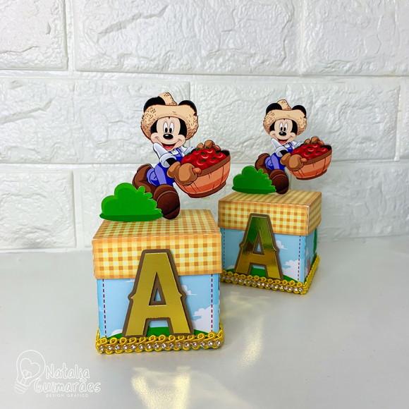 Kit Papelaria Personalizada Mickey Fazendeiro Luxo 30 Caixas