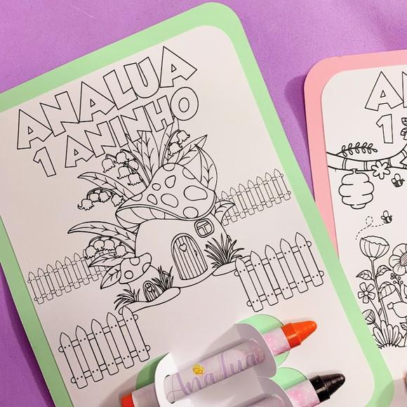 Lembrancinha Aniversário Jardim Encantado - Card de Colorir