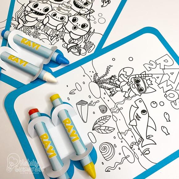 Lembrancinha de Aniversário Baby Shark - Card de Colorir
