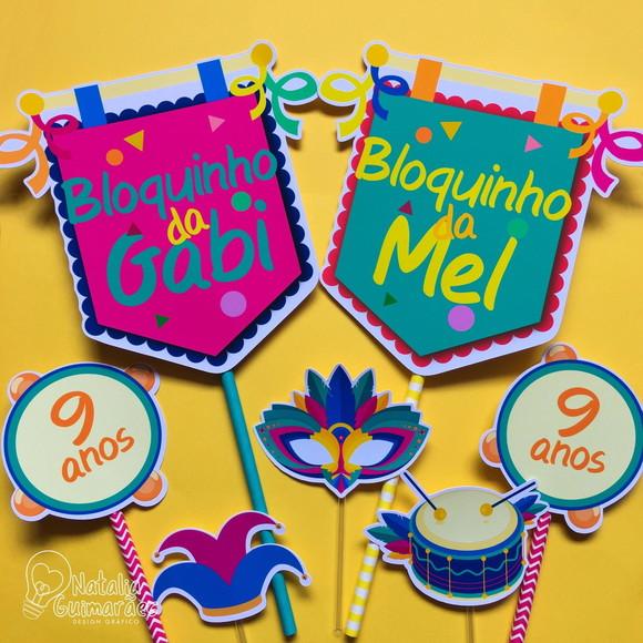 Topo de Bolo Carnaval - com 2 Nomes