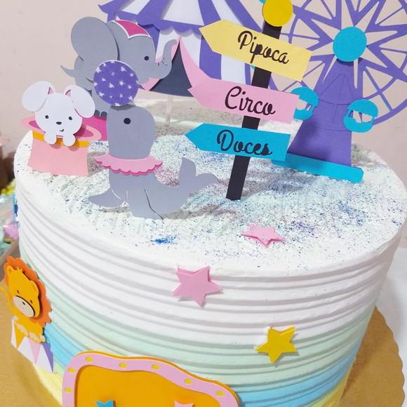 Topo de Bolo Circo Rosa