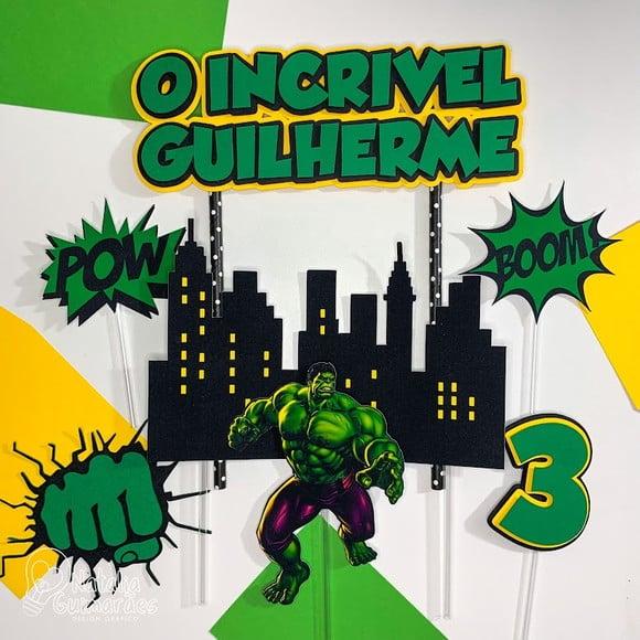 Topo de Bolo Hulk