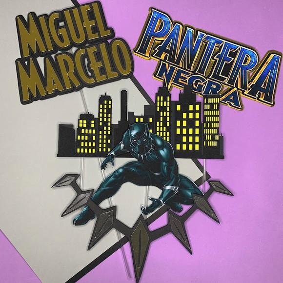 Topo de Bolo Pantera Negra
