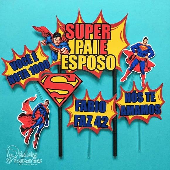 Topo de Bolo Super Homem - Super Pai / Super Esposo