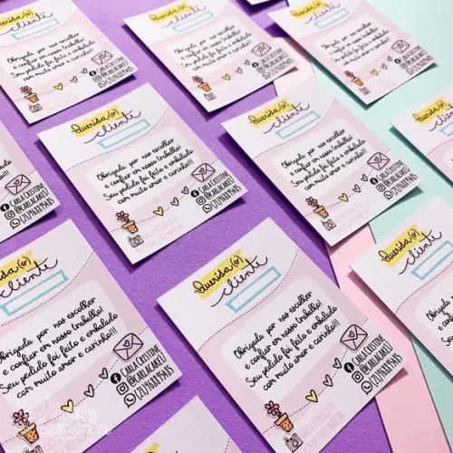 100 Cartões agradecimento - Cartão para Cliente