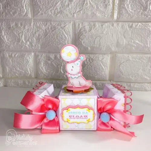 Caixa Bala Circo Rosa Luxo