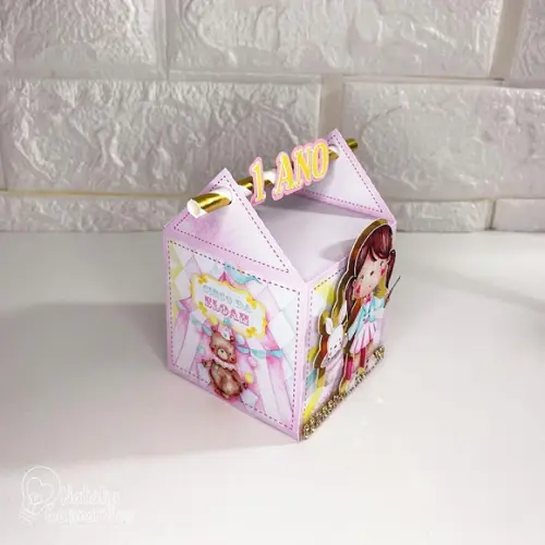 Caixa Canudo Circo Rosa Luxo