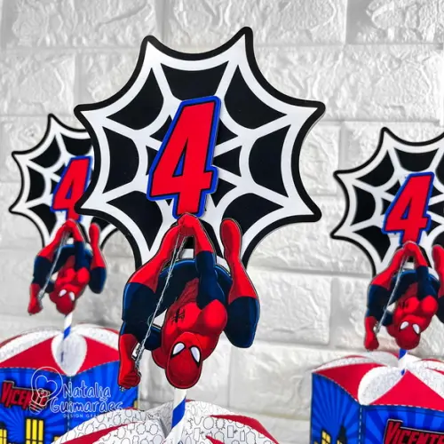 Centro de Mesa Homem Aranha G | Caixa Sextavada Homem Aranha