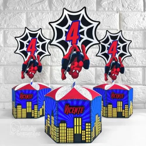 Centro de Mesa Homem Aranha P | Caixa Sextavada Homem Aranha