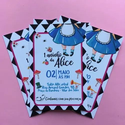 Convite Alice no País das Maravilhas 10x7
