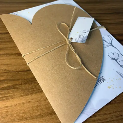 Convite Casamento com Envelope Coração Rustico