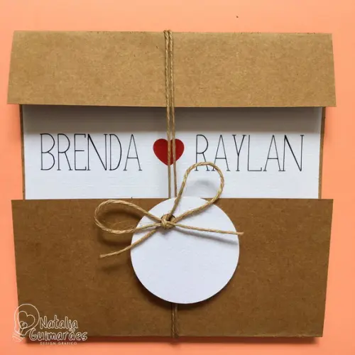 Convite de Casamento - Envelope Kraft Rustico