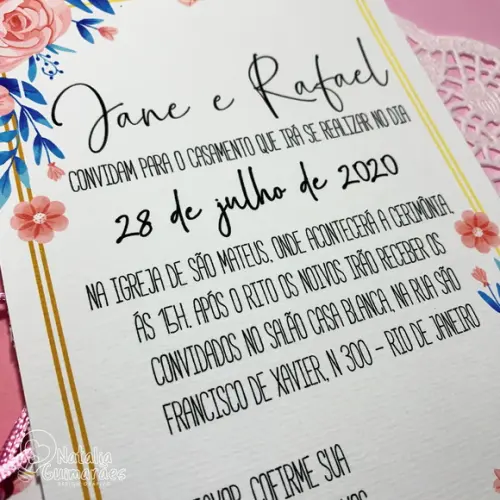 Convite de Casamento com Envelope Coração