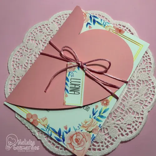 Convite de Casamento com Envelope Coração