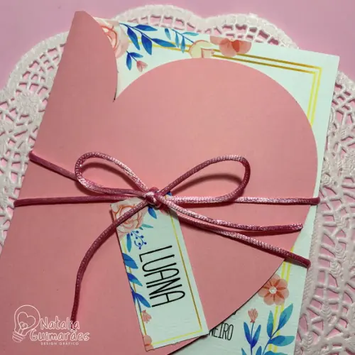 Convite de Casamento com Envelope Coração