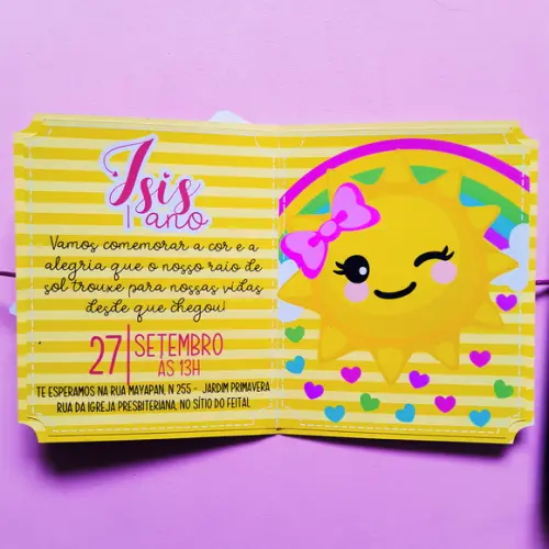 Convite Meu Raio de Sol - My Sunshine em Camadas