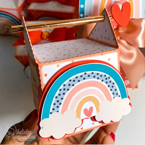 Kit Festa Arco Íris Boho - 50 Caixas Personalizadas