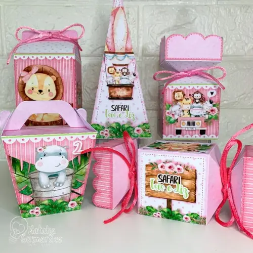 Kit Festa Safari Menina - 20 Caixas Personalizadas