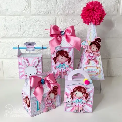 Kit Papelaria Personalizada Circo Rosa - 50 Caixas